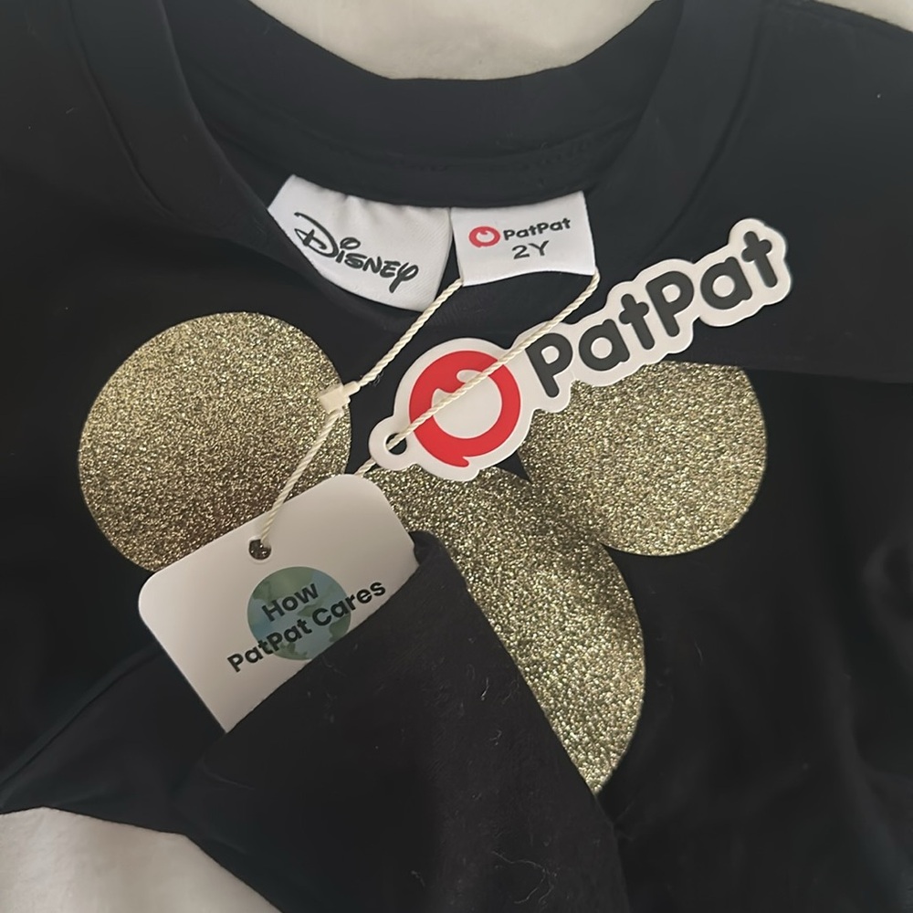 Disney Black T-Shirt with Gold Mickey Mouse - Picture 5 of 7